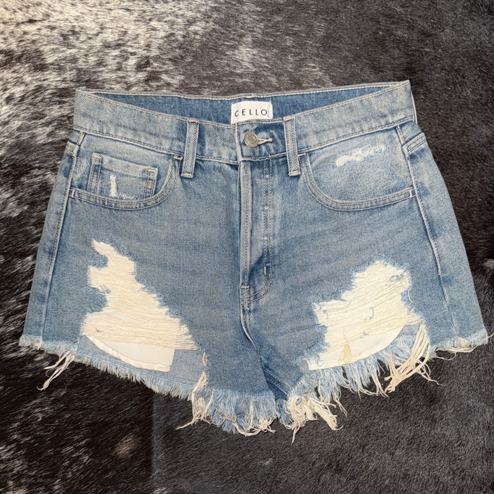 Cello Women's Frayed Blue Jean Shorts